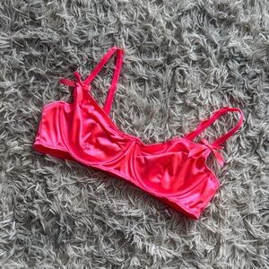SHEIN Vibrant Pink Satin Bra